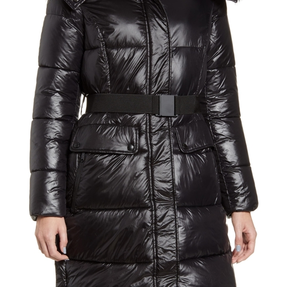 ⭐️⭐️Sam Edelman Belted Faux Fur Detail Hooded Puffer Coat Size Sml⭐️⭐️ - Picture 2 of 5